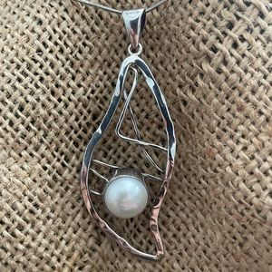 3” sterling and pearl pendant